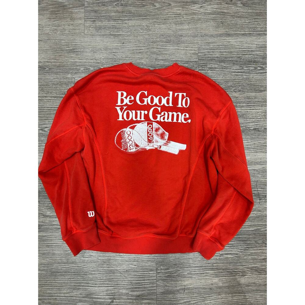 Wilson Be Good To Your Game Classic Crewneck Sweatshirt Mens Size S Red Tennis